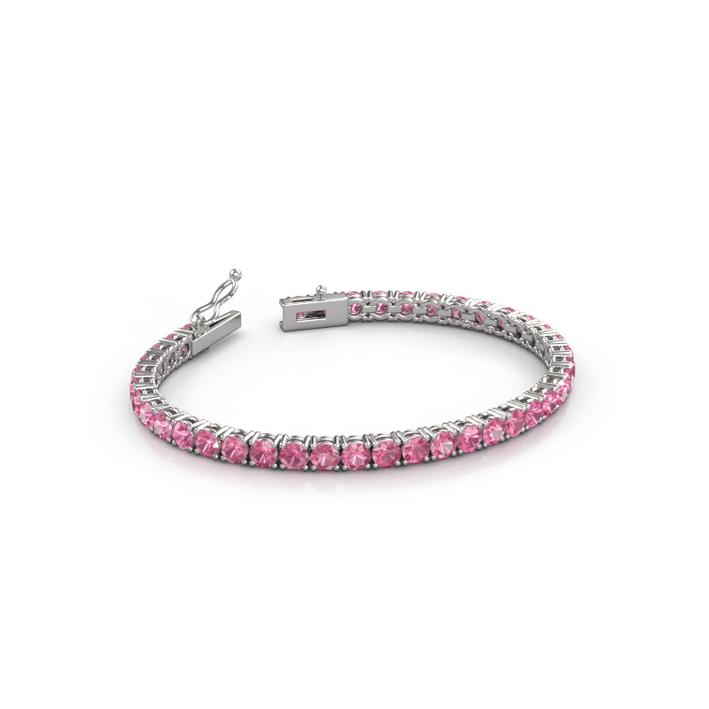 Image of Tennis bracelet Shirley 4.0 ±6,7 in 585 White gold Pink sapphire 4 mm