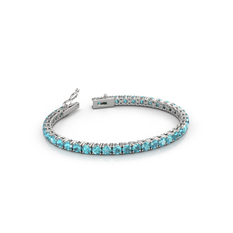 Image of Tennis bracelet Shirley 4.0 ±6,7 in (17 cm) 585 White gold Blue topaz 4 mm