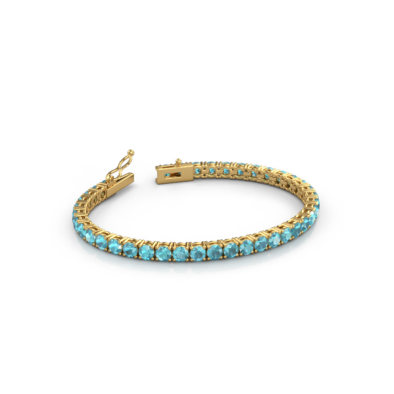 Afbeelding van Tennisarmband Shirley 4.0 ±17 cm 585 Goud Blauw topaas 4 mm
