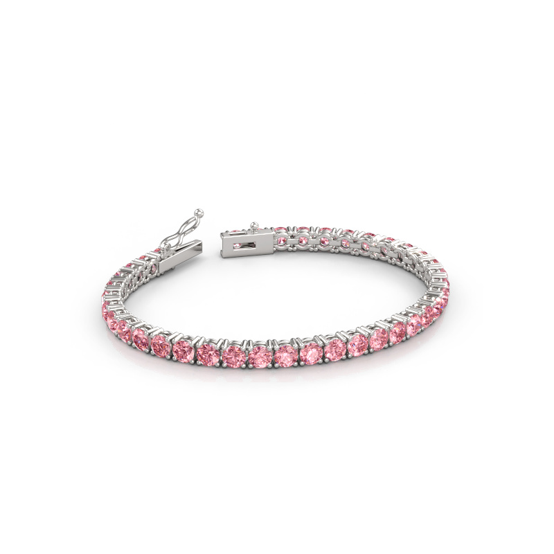 Immagine di Bracciale tennis Shirley 4.2 lab diamond ±17 cm Solido - 585 Oro bianco Diamante lab grown rosa 4.2 mm