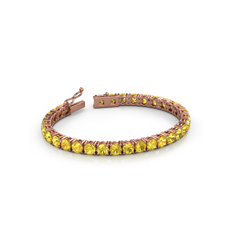 Afbeelding van Tennisarmband Shirley 5.0 ±17 cm 585 Rosé goud Gele saffier 5 mm