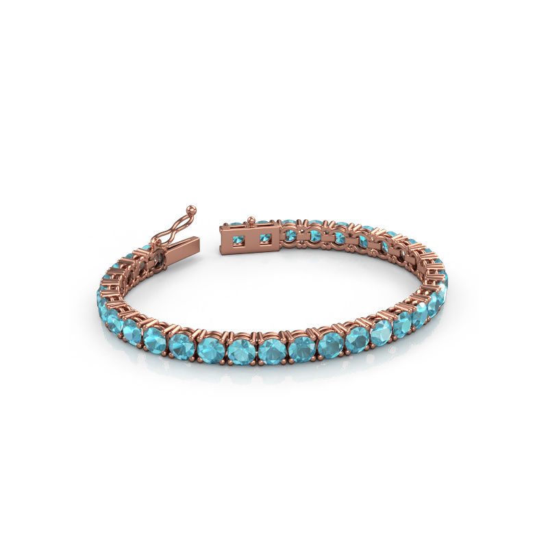 Afbeelding van Tennisarmband Shirley 5.0 ±17 cm 585 Rosé goud Blauw topaas 5 mm