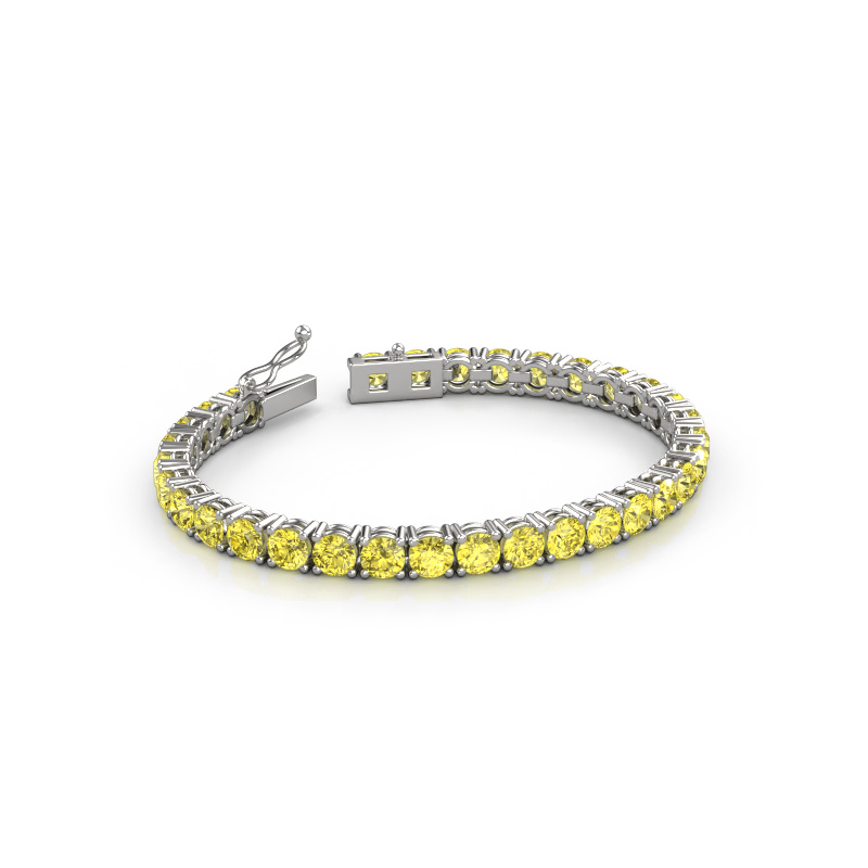 Image of Tennis bracelet Shirley 5.0 lab diamond ±6,7 in (17 cm) Heavy - 585 White gold Yellow lab grown diamond 5 mm