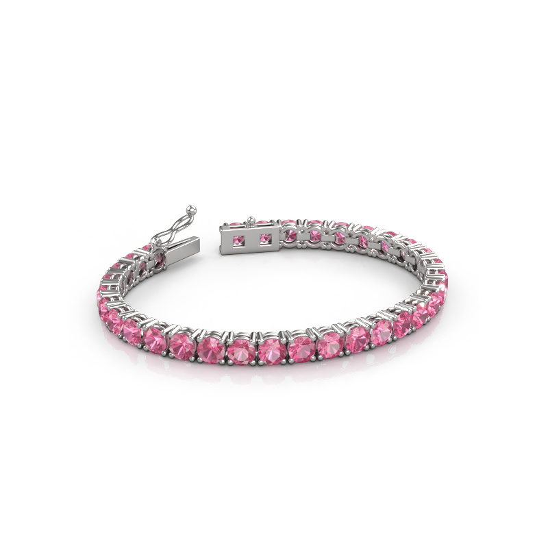 Image of Tennis bracelet Shirley 5.0 ±6,7 in 585 White gold Pink sapphire 5 mm