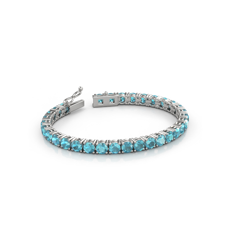 Image of Tennis bracelet Shirley 5.0 ±6,7 in (17 cm) 585 White gold Blue topaz 5 mm