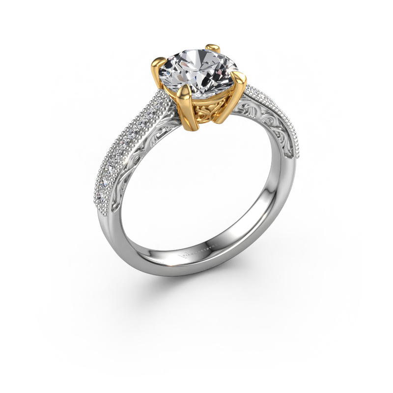 Image de Bague de fiançailles Shonta RND 585 or blanc Diamant synthétique 1.634 crt