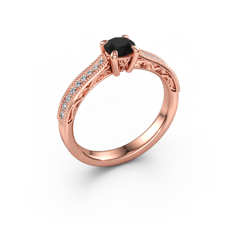 Bild av Förlovningsring Shonta RND 585 roséguld Svart diamant 0.614 crt