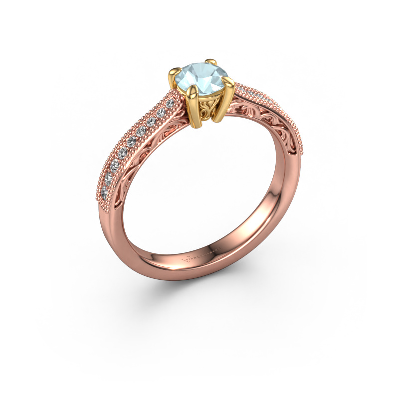 Bild von Verlobungsring Shonta RND 585 Roségold Aquamarin 4.7 mm