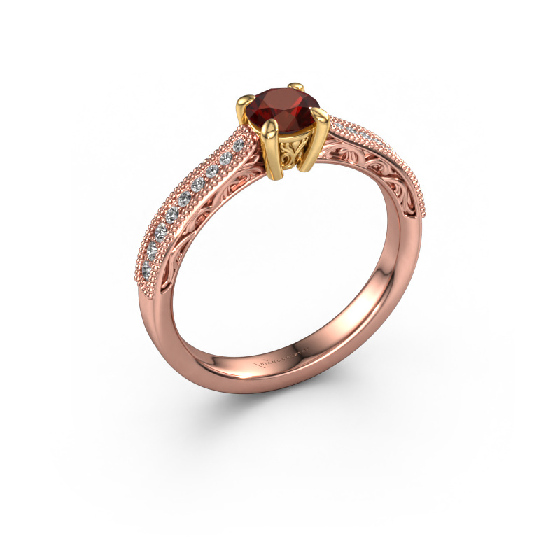 Image of Engagement ring Shonta RND 585 rose gold Garnet 4.7 mm