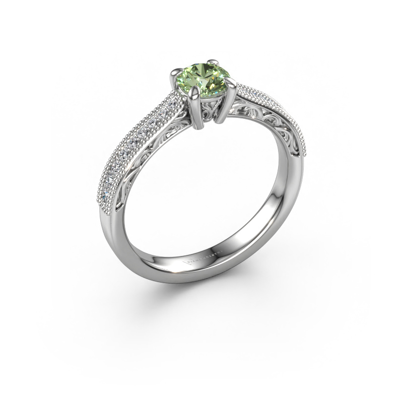 Image of Engagement ring Shonta RND 950 platinum Green lab grown diamond 4.7 mm