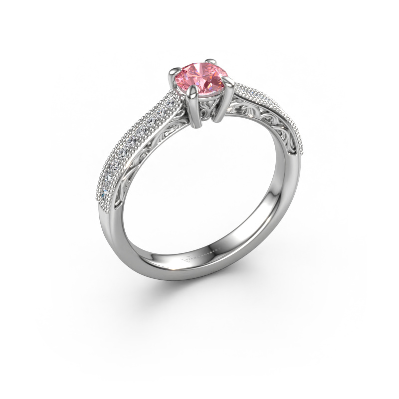 Afbeelding van Belofte ring Shonta RND 950 Platina Roze lab grown diamant 4.7 mm