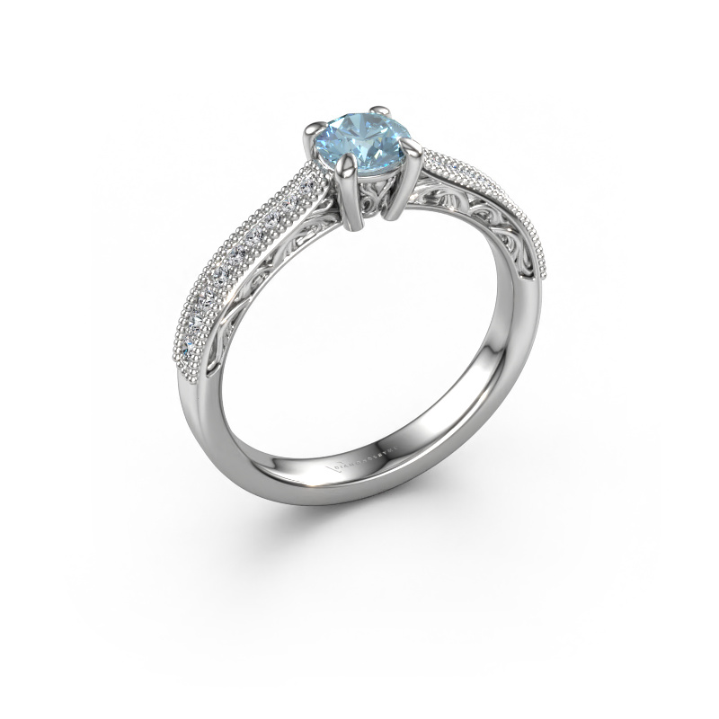 Image de Bague de fiançailles Shonta RND 950 platine Diamant synthétique bleu 4.7 mm