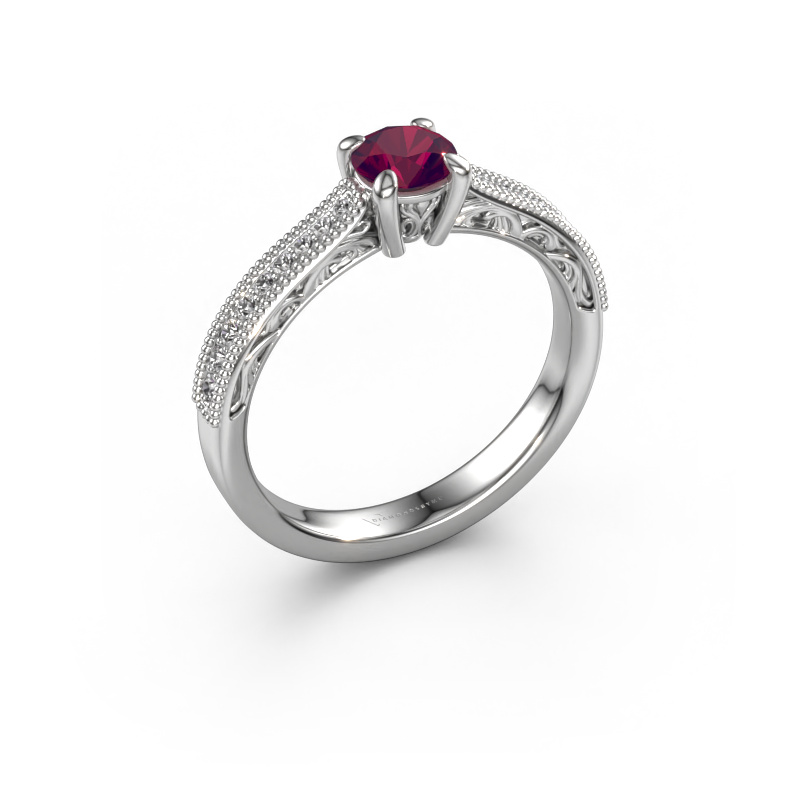 Image de Bague de fiançailles Shonta RND 950 platine Rhodolite 4.7 mm