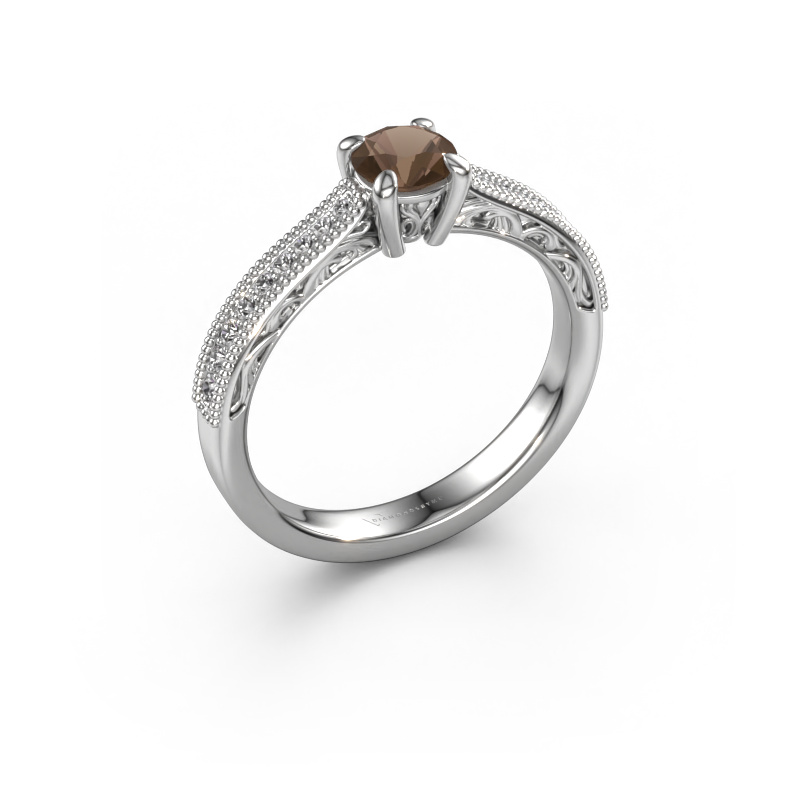 Image of Engagement ring Shonta RND 950 platinum Smokey quartz 4.7 mm