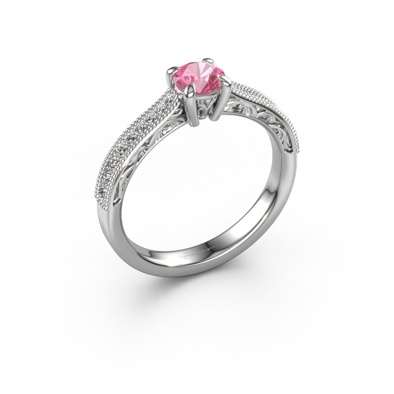 Image of Engagement ring Shonta RND 950 platinum Pink sapphire 4.7 mm