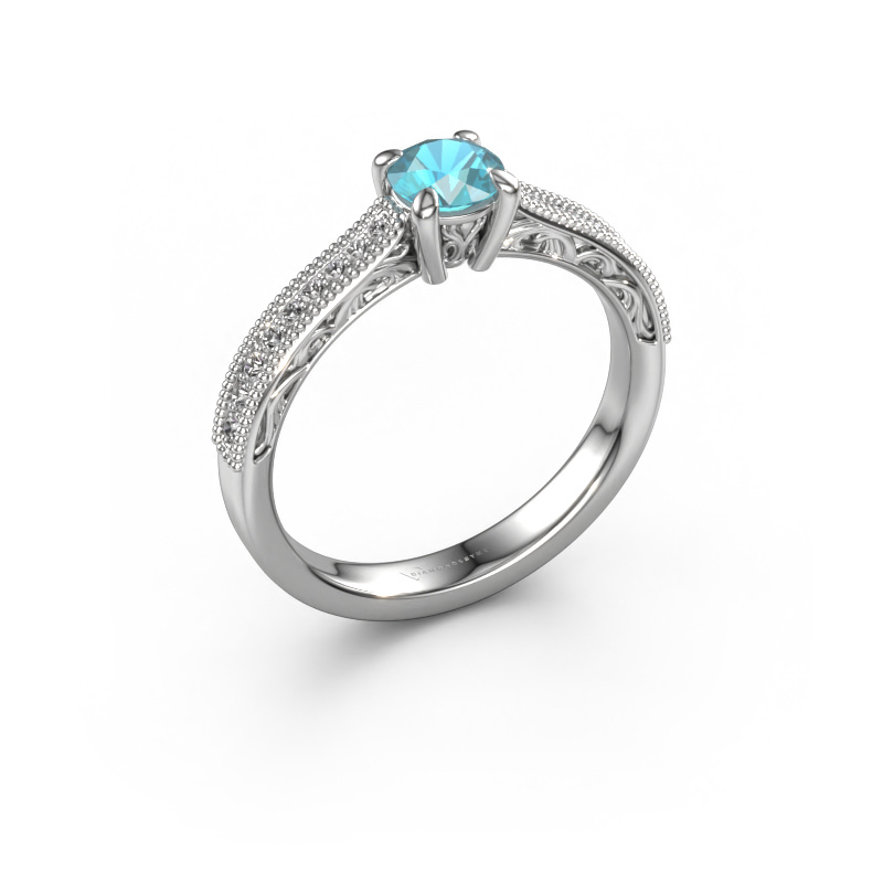 Image of Engagement ring Shonta RND 950 platinum Blue topaz 4.7 mm
