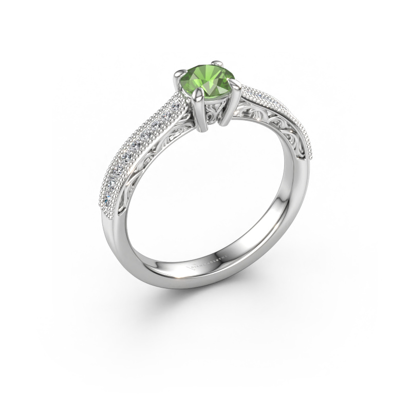 Immagine di Anello di fidanzamento Shonta RND 950 platino Tormalina verde 4.7 mm