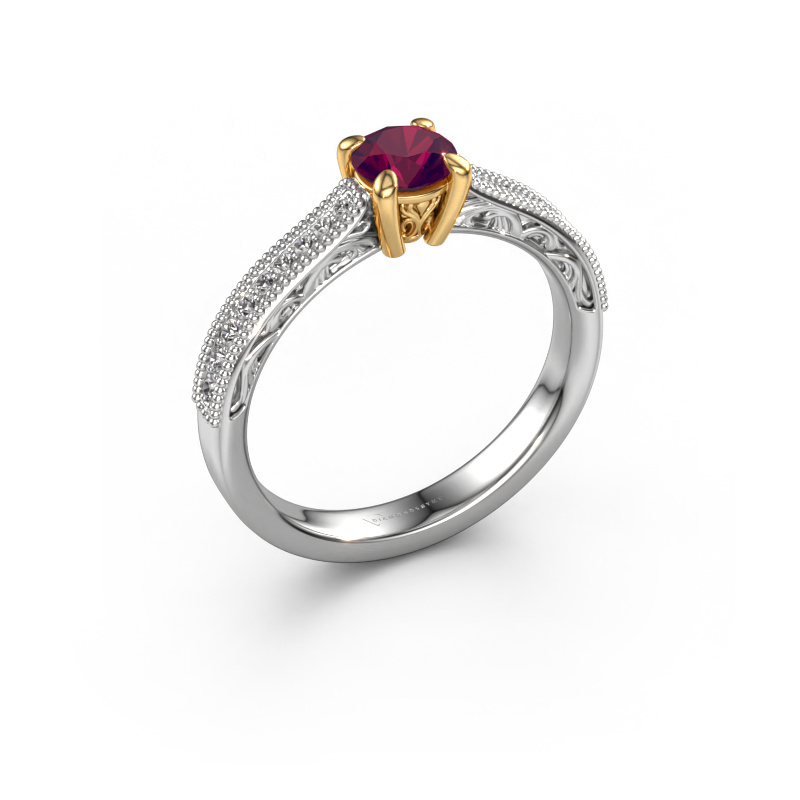 Image de Bague de fiançailles Shonta RND 585 or blanc Rhodolite 4.7 mm