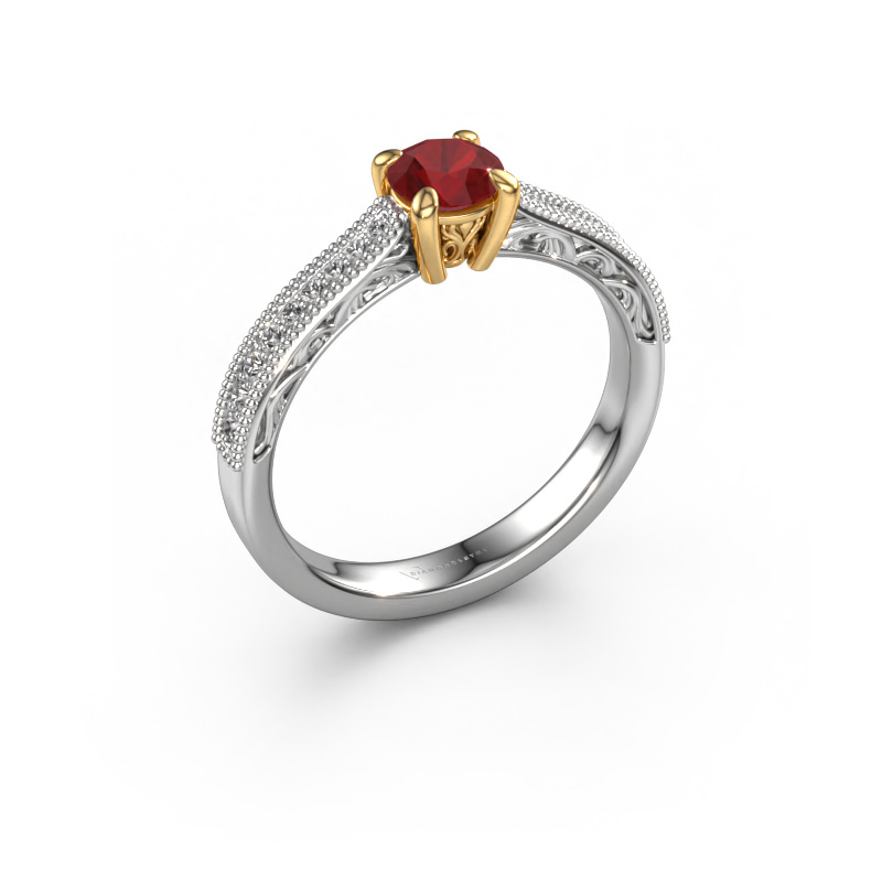 Image of Engagement ring Shonta RND 585 white gold Ruby 4.7 mm
