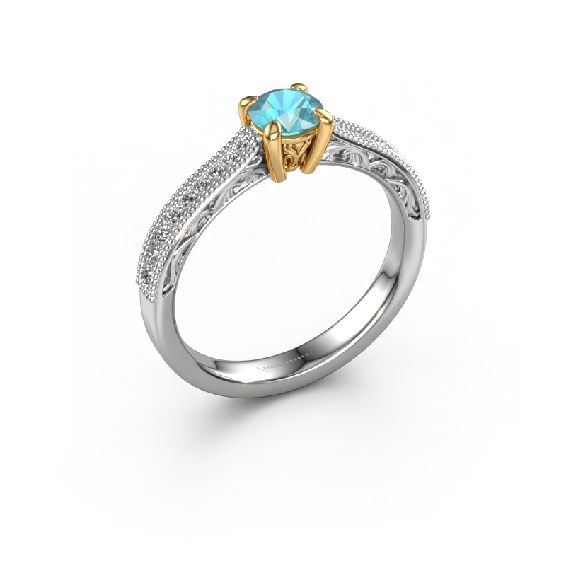 Image of Engagement ring Shonta RND 585 white gold Blue topaz 4.7 mm