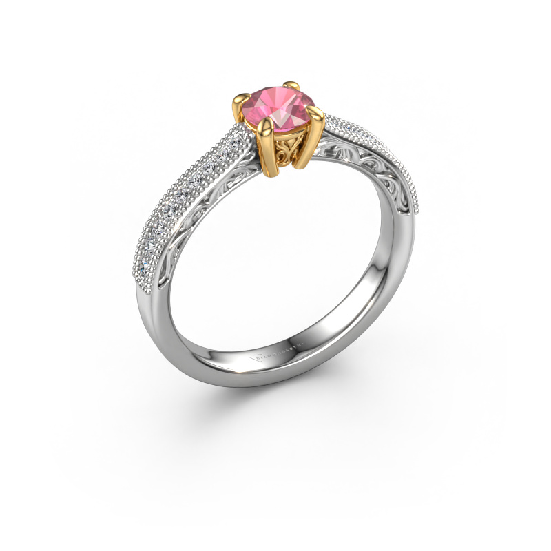 Afbeelding van Belofte ring Shonta RND 585 Witgoud Toermalijn pink 4.7 mm