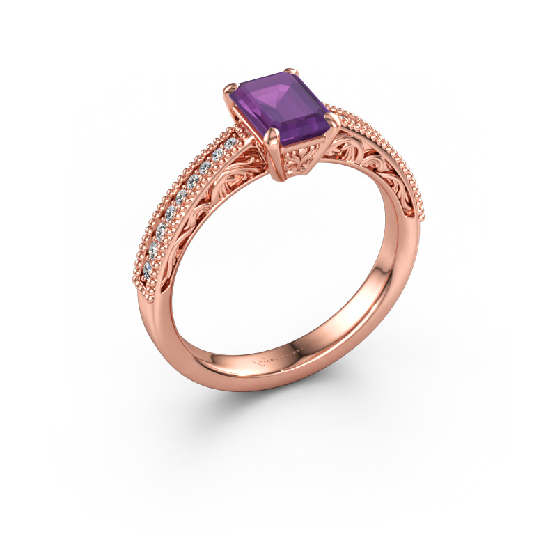 Bild av Förlovningsring Shonta EME 585 roséguld Ametist 7x5 mm