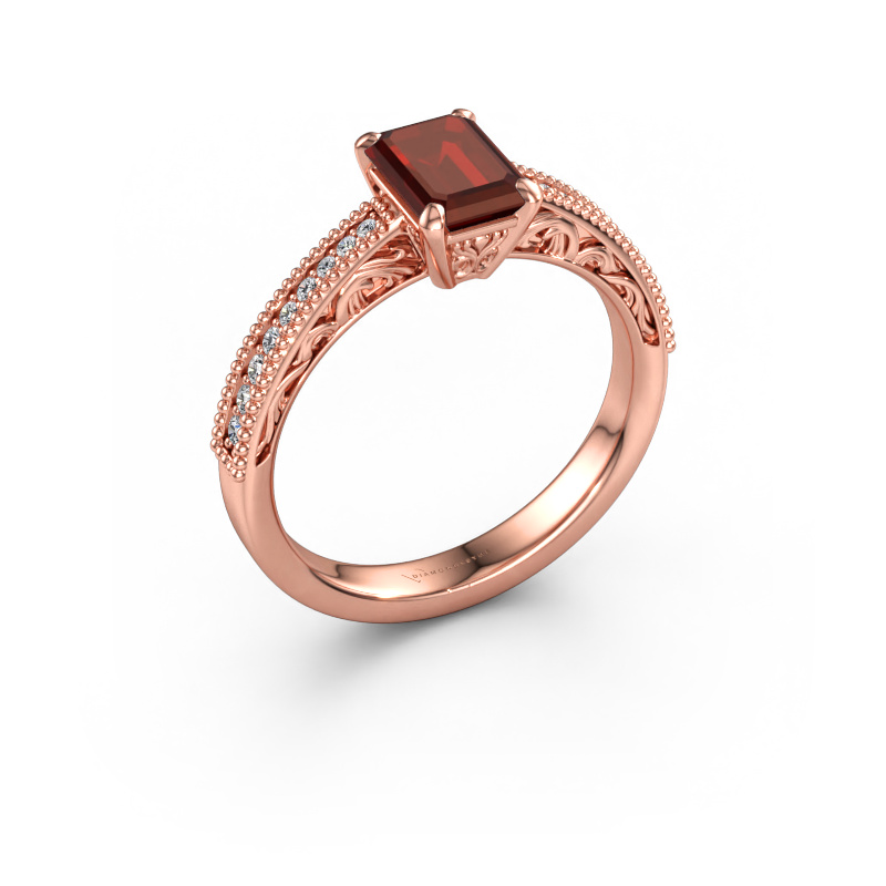 Immagine di Anello di fidanzamento Shonta EME 585 oro rosa Granato 7x5 mm