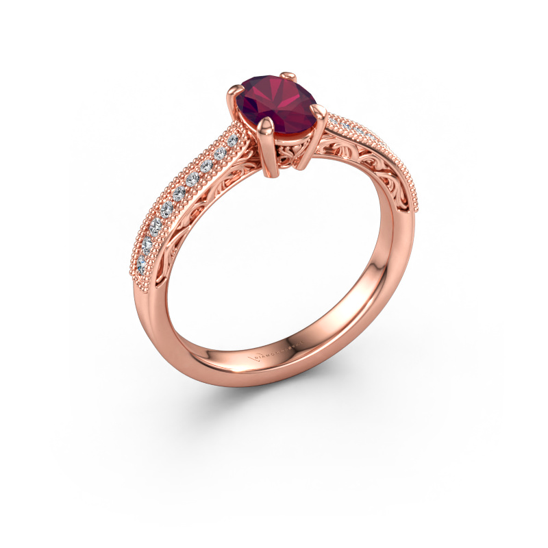 Immagine di Anello di fidanzamento Shonta OVL 585 oro rosa Rodolite 7x5 mm
