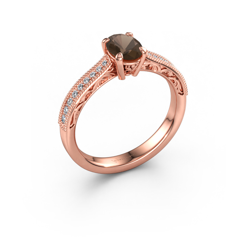 Immagine di Anello di fidanzamento Shonta OVL 585 oro rosa Quarzo fumé 7x5 mm