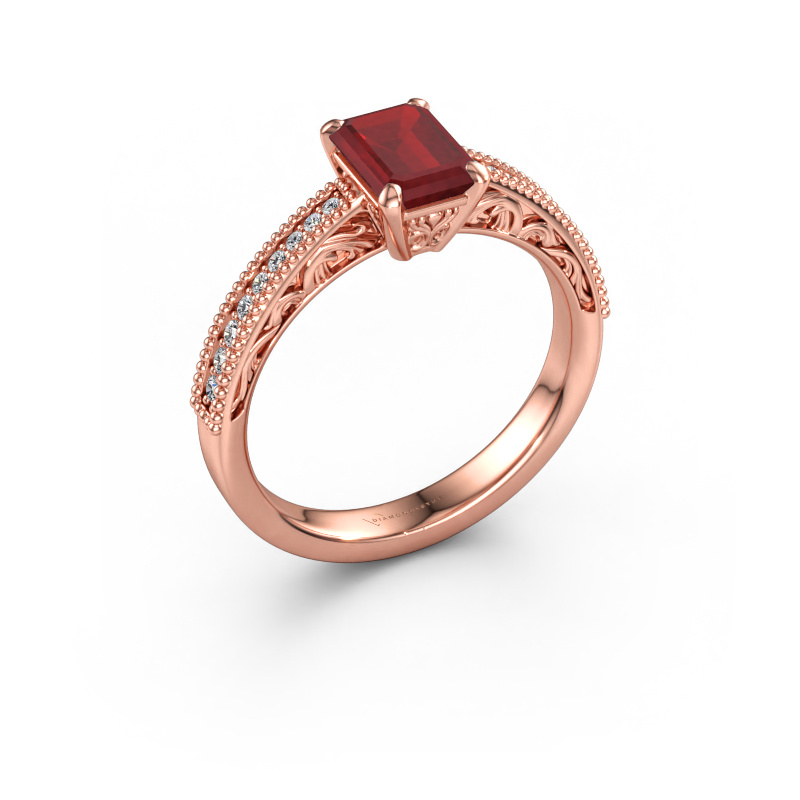 Immagine di Anello di fidanzamento Shonta EME 585 oro rosa Rubino 7x5 mm