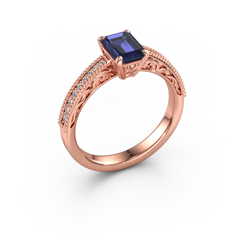 Immagine di Anello di fidanzamento Shonta EME 585 oro rosa Zaffiro 7x5 mm
