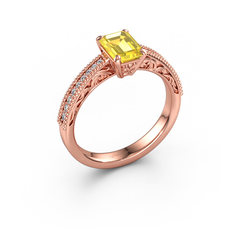 Immagine di Anello di fidanzamento Shonta EME 585 oro rosa Zaffiro giallo 7x5 mm