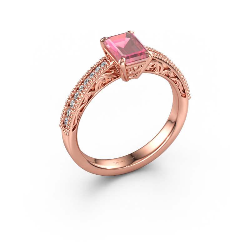 Immagine di Anello di fidanzamento Shonta EME 585 oro rosa Tormalina rosa 7x5 mm
