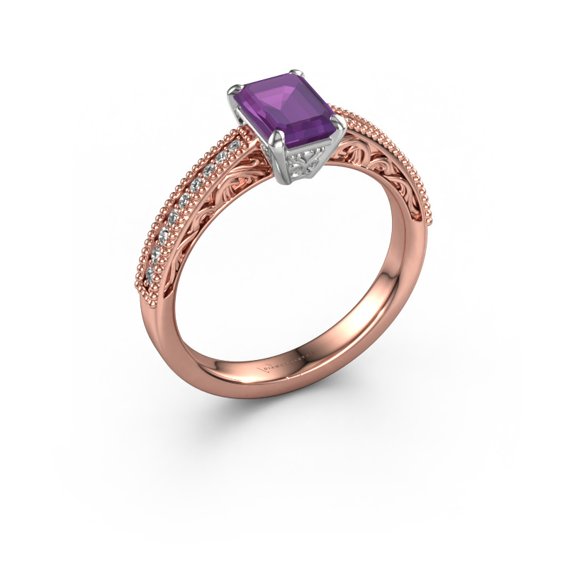Bild von Verlobungsring Shonta EME 585 Roségold Amethyst 7x5 mm