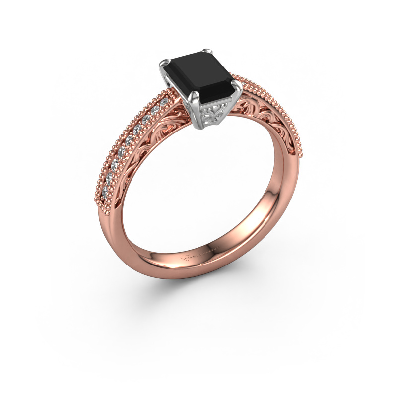 Image of Engagement ring Shonta EME 585 rose gold Black diamond 1.514 crt