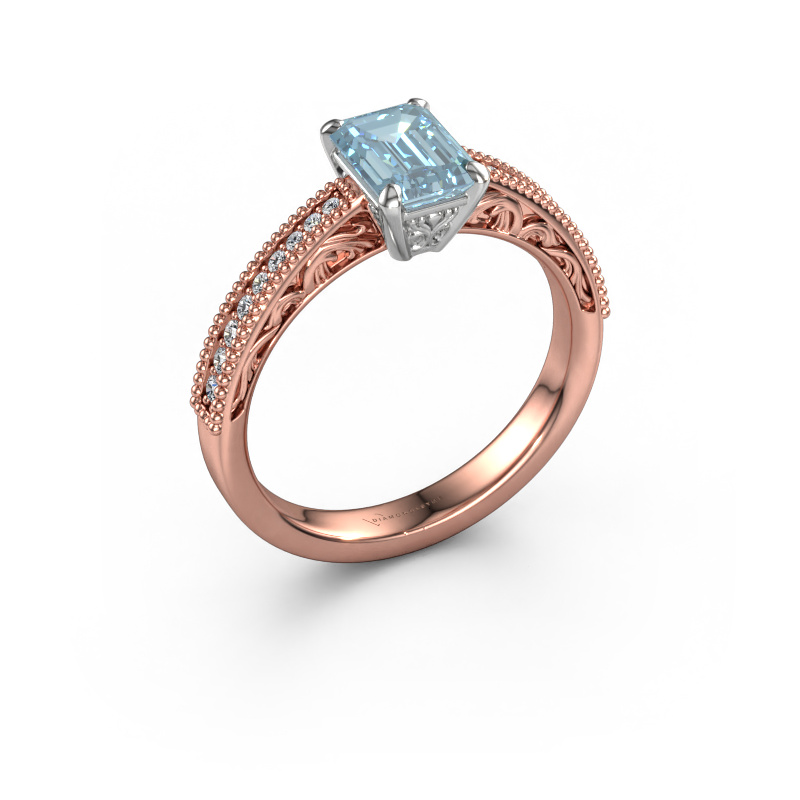 Bild von Verlobungsring Shonta EME 585 Roségold Blauer Labordiamant 7x5 mm