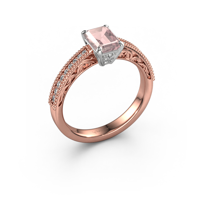 Image of Engagement ring Shonta EME 585 rose gold Morganite champagne 7x5 mm