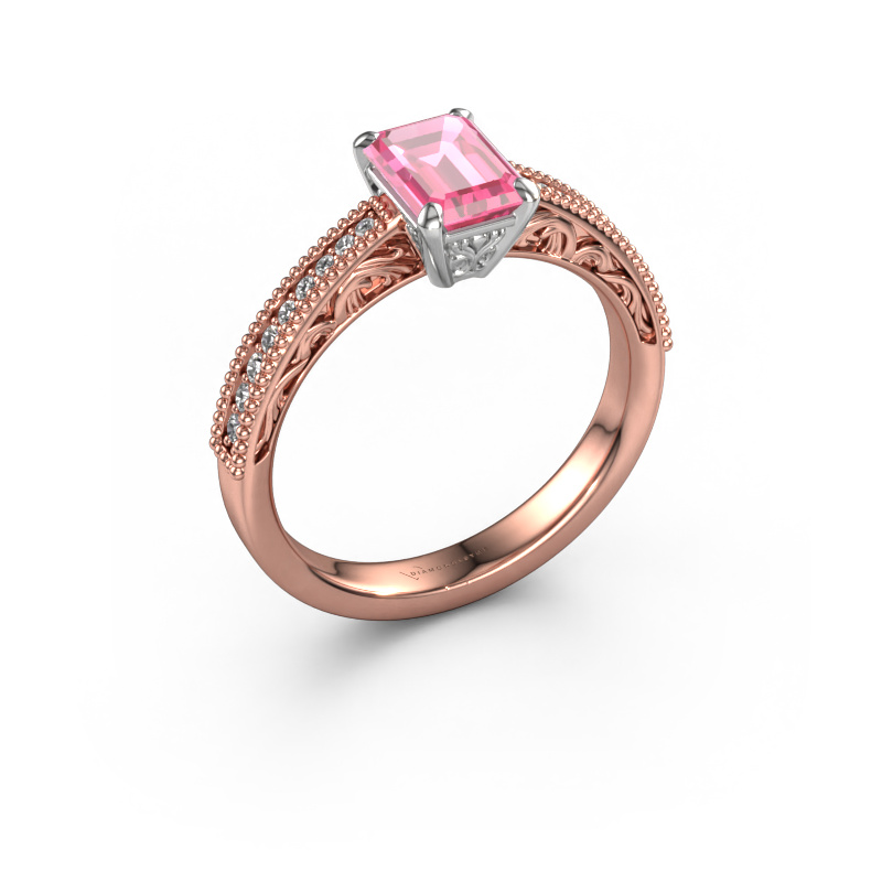 Image of Engagement ring Shonta EME 585 rose gold Pink sapphire 7x5 mm