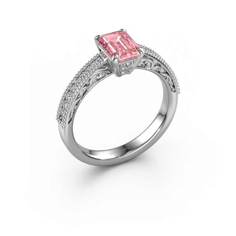 Afbeelding van Verlovingsring Shonta EME 950 Platina Roze lab grown diamant 7x5 mm