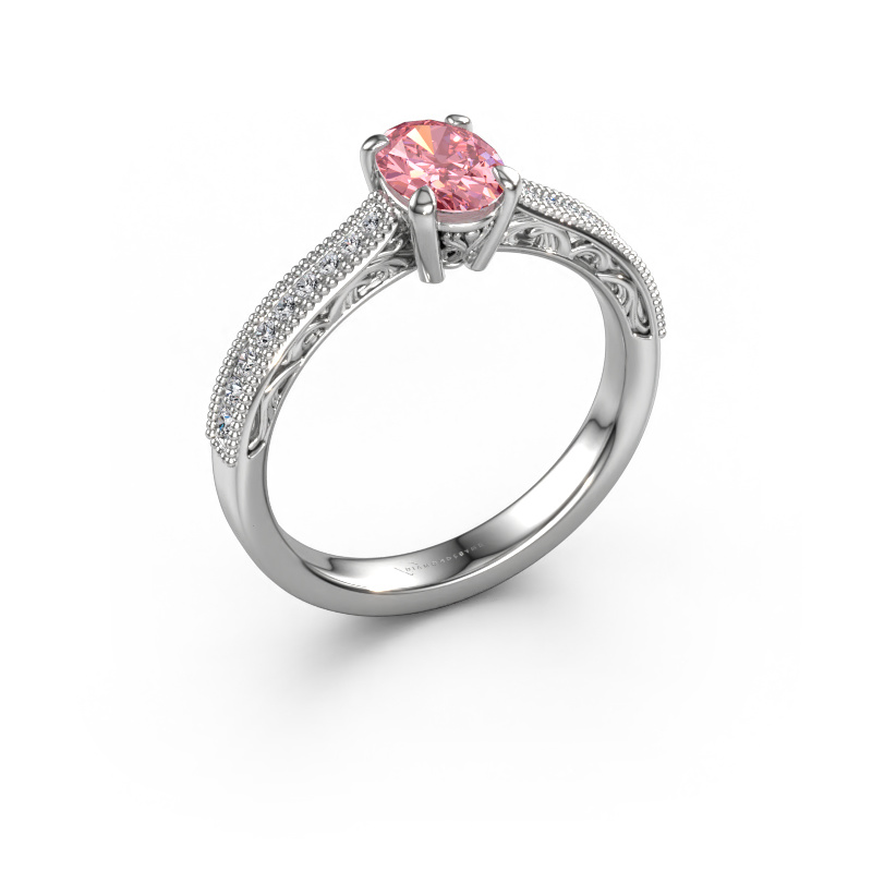 Afbeelding van Verlovingsring Shonta OVL 950 Platina Roze lab grown diamant 7x5 mm