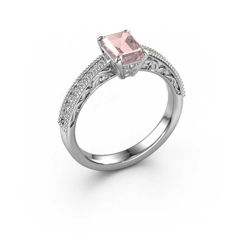 Image of Engagement ring Shonta EME 585 white gold Morganite champagne 7x5 mm