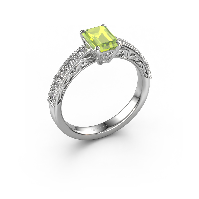 Image of Engagement ring Shonta EME 950 platinum Peridot 7x5 mm