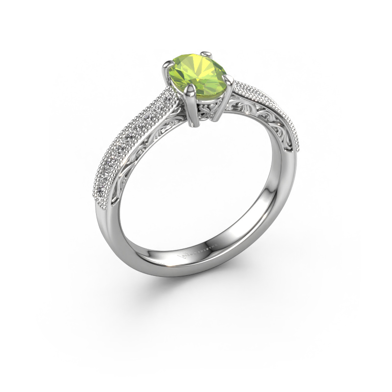 Image of Engagement ring Shonta OVL 950 platinum Peridot 7x5 mm