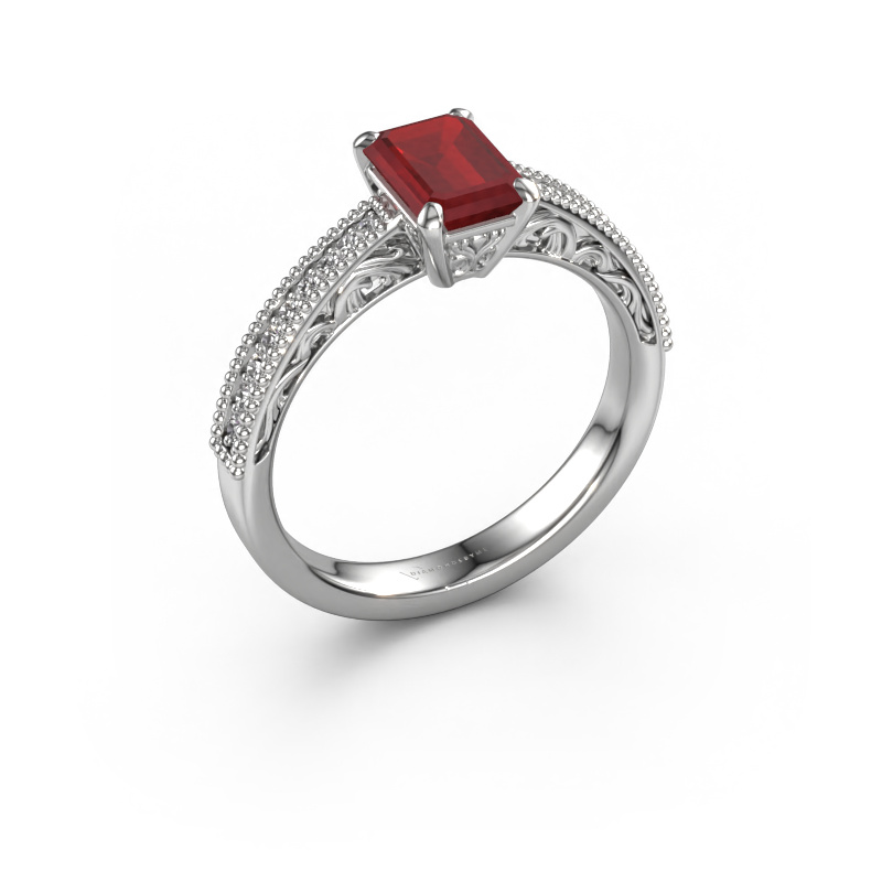 Image of Engagement ring Shonta EME 950 platinum Ruby 7x5 mm