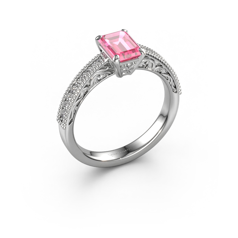 Image of Engagement ring Shonta EME 585 white gold Pink sapphire 7x5 mm