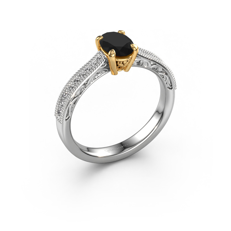Image de Bague de fiançailles Shonta OVL 585 or blanc Diamant noir 1.184 crt