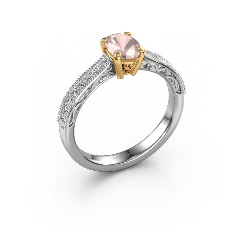 Image of Engagement ring Shonta OVL 585 white gold Morganite champagne 7x5 mm