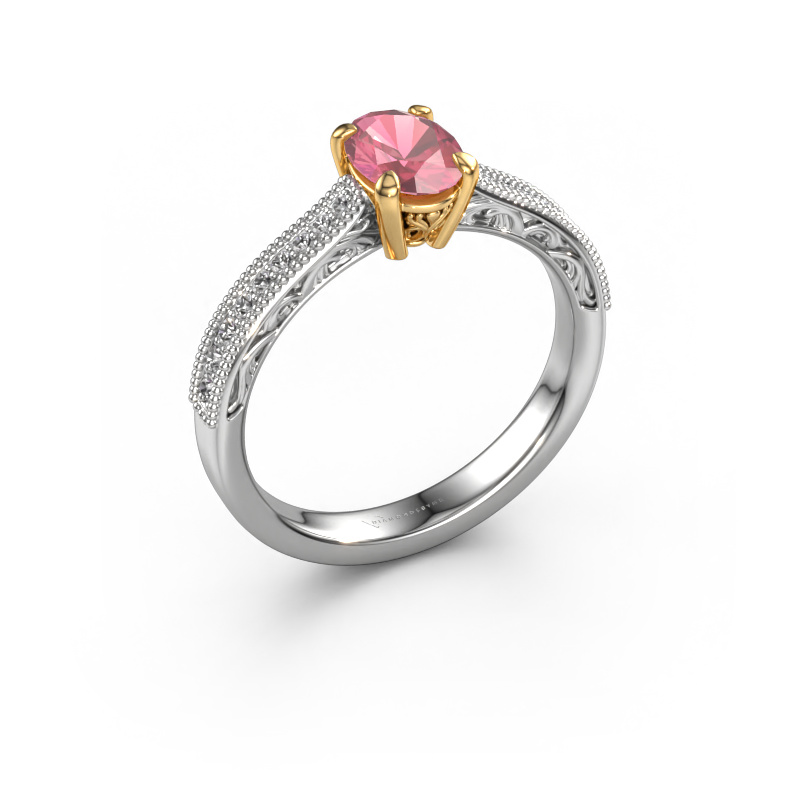 Image of Engagement ring Shonta OVL 585 white gold Tourmaline pink 7x5 mm