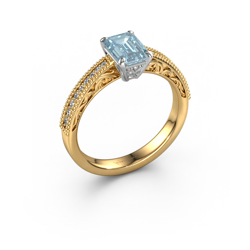 Bild von Verlobungsring Shonta EME 585 Gold Blauer Labordiamant 7x5 mm