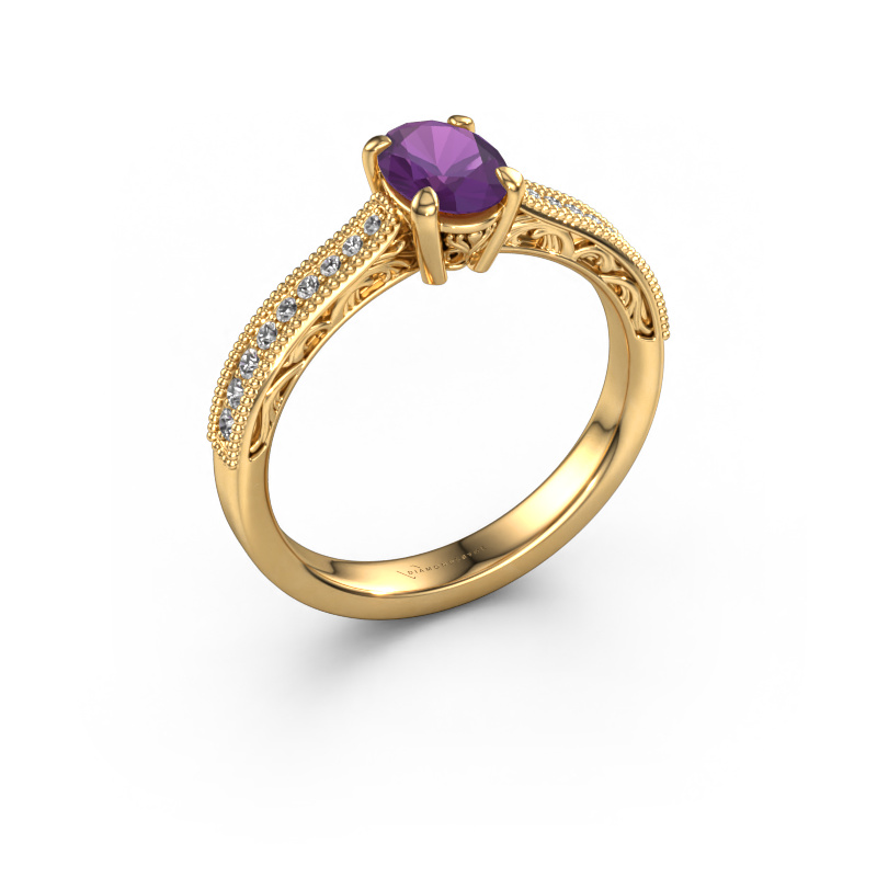 Bild von Verlobungsring Shonta OVL 585 Gold Amethyst 7x5 mm